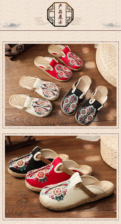 Linen Shoes Flip Flop Flats
