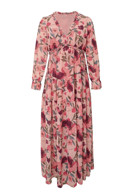 Dale Printed V-neck Tiered Maxi Dress