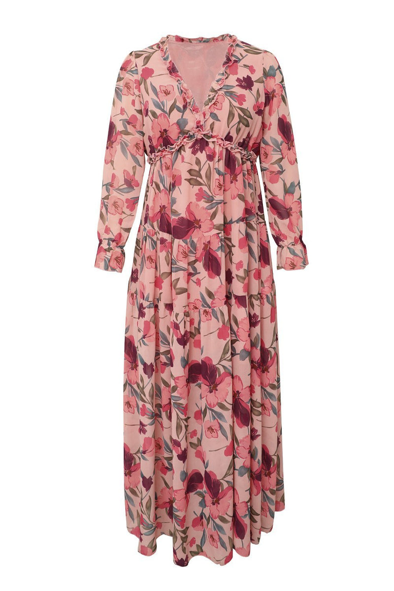 Dale Printed V-neck Tiered Maxi Dress