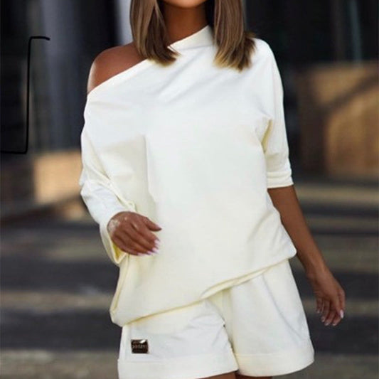 Clothing Sweater Pants Suit Off Neck Off Shoulder Loose Two Piece Set