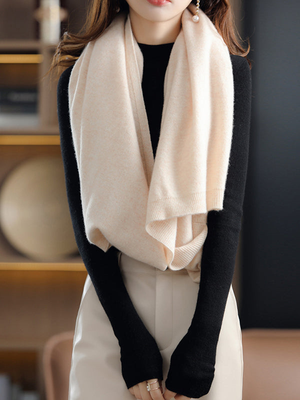Urban Wool Loose Color Batwing Sleeves Cape Cardigan Tops