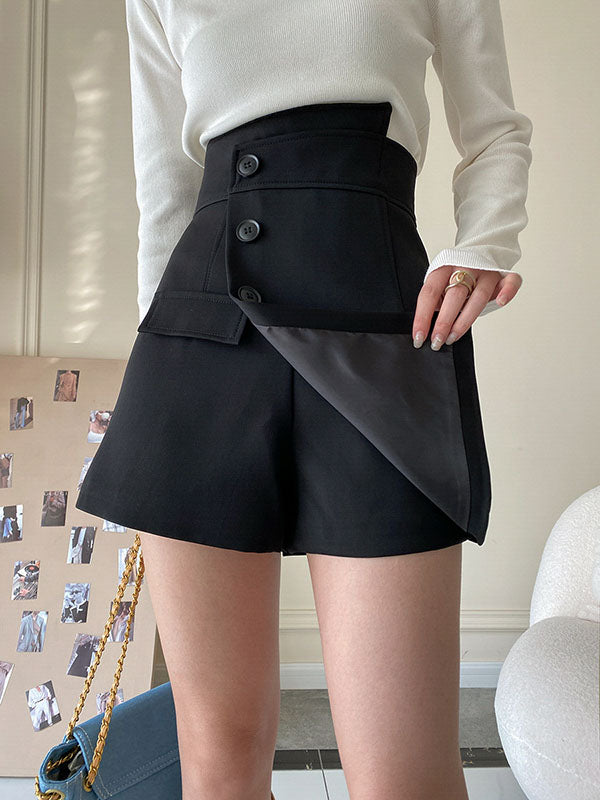 High Waisted Irregular Clipping Color Culotte Shorts Bottoms