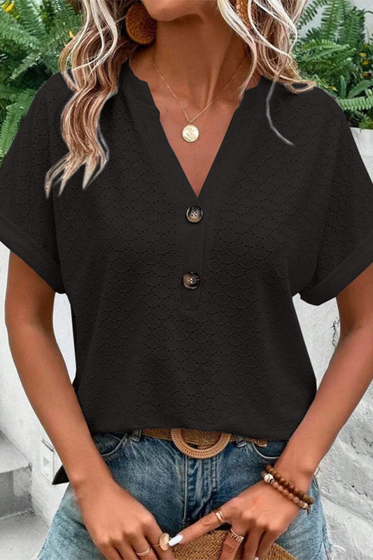 Buttons V Neck T-shirts(10 Colors)