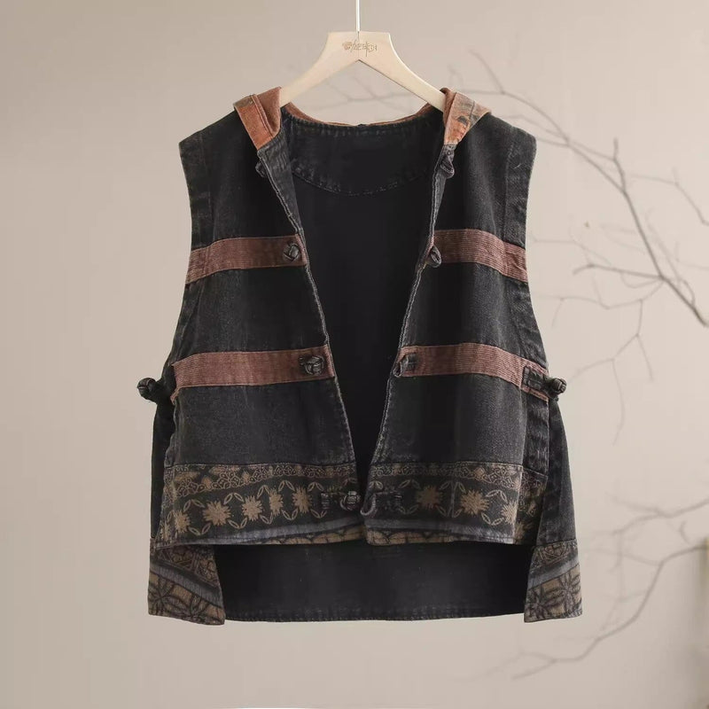 Spring Minimalist Cotton Denim Waistcoat