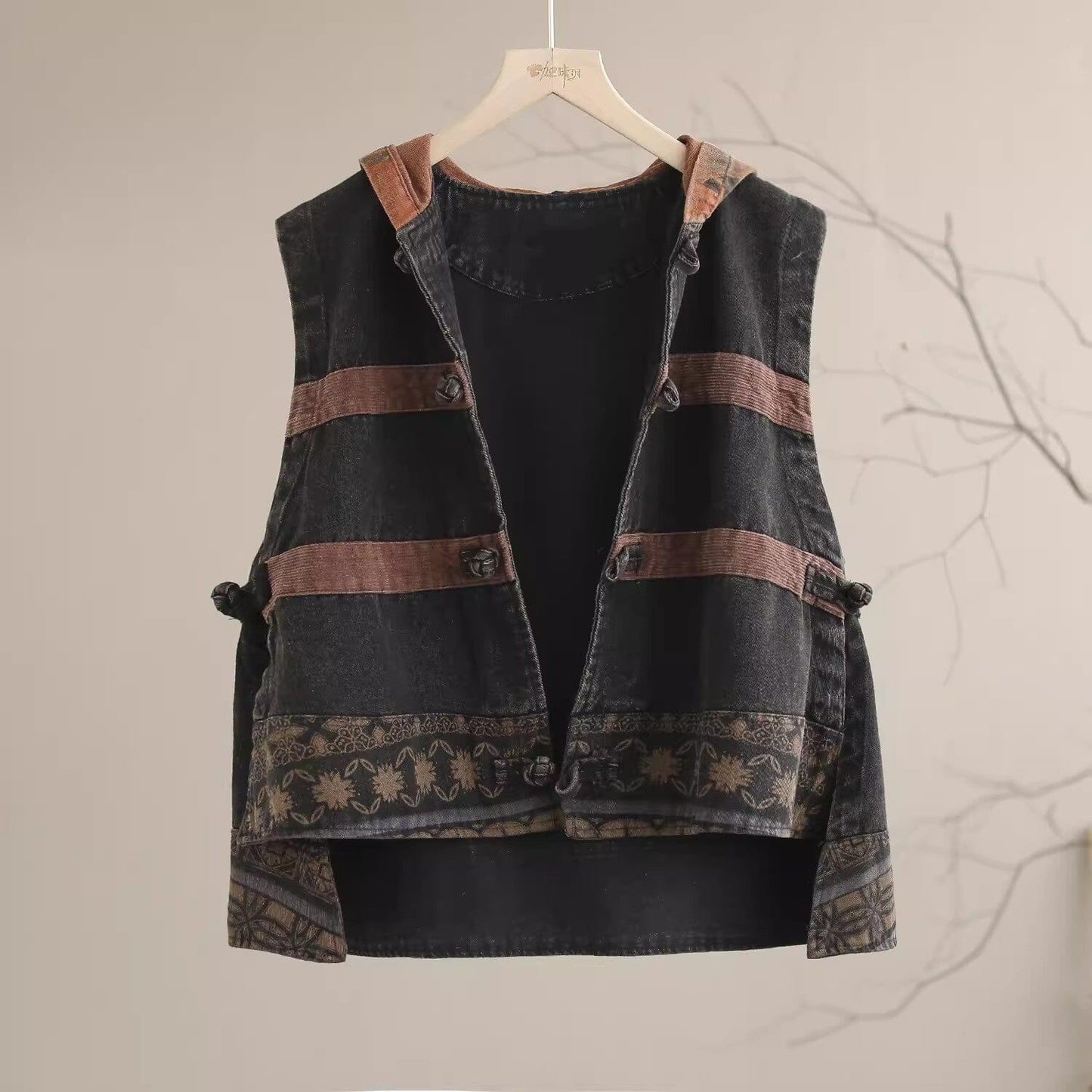 Spring Minimalist Cotton Denim Waistcoat