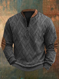 Men's Retro Western Print Zip-Up Sweatshirt elevenforest