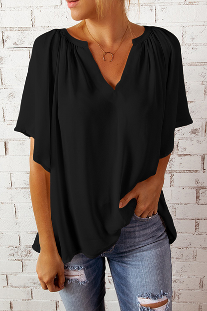 Split Joint V Neck T-shirts(6 Colors）