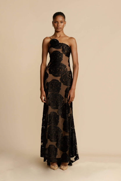 Lindsay Printed One Shoulder Maxi Dress