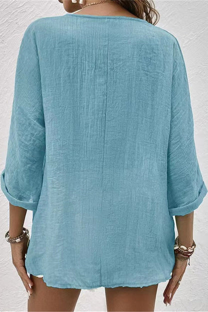 Simplicity Buttons V Neck Tops