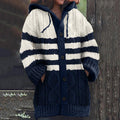 Retro Blue And White Knitted Sweater Cardigan artswardrobe