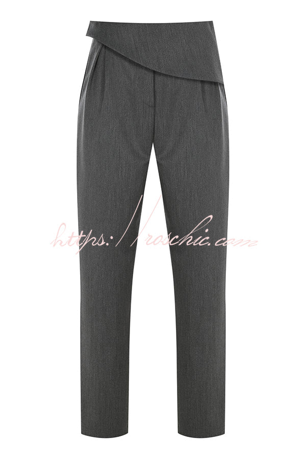 Color Slim Fit Sleeveless Tank Top and High Waisted Pocket Wideleg Pants Set
