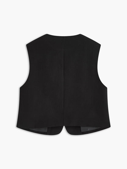 Crew Neck Irregular-button Vest