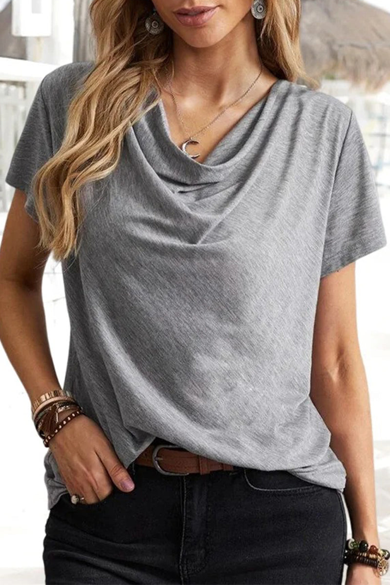 Daily Asymmetrical U Neck T-shirts(5 Colors)