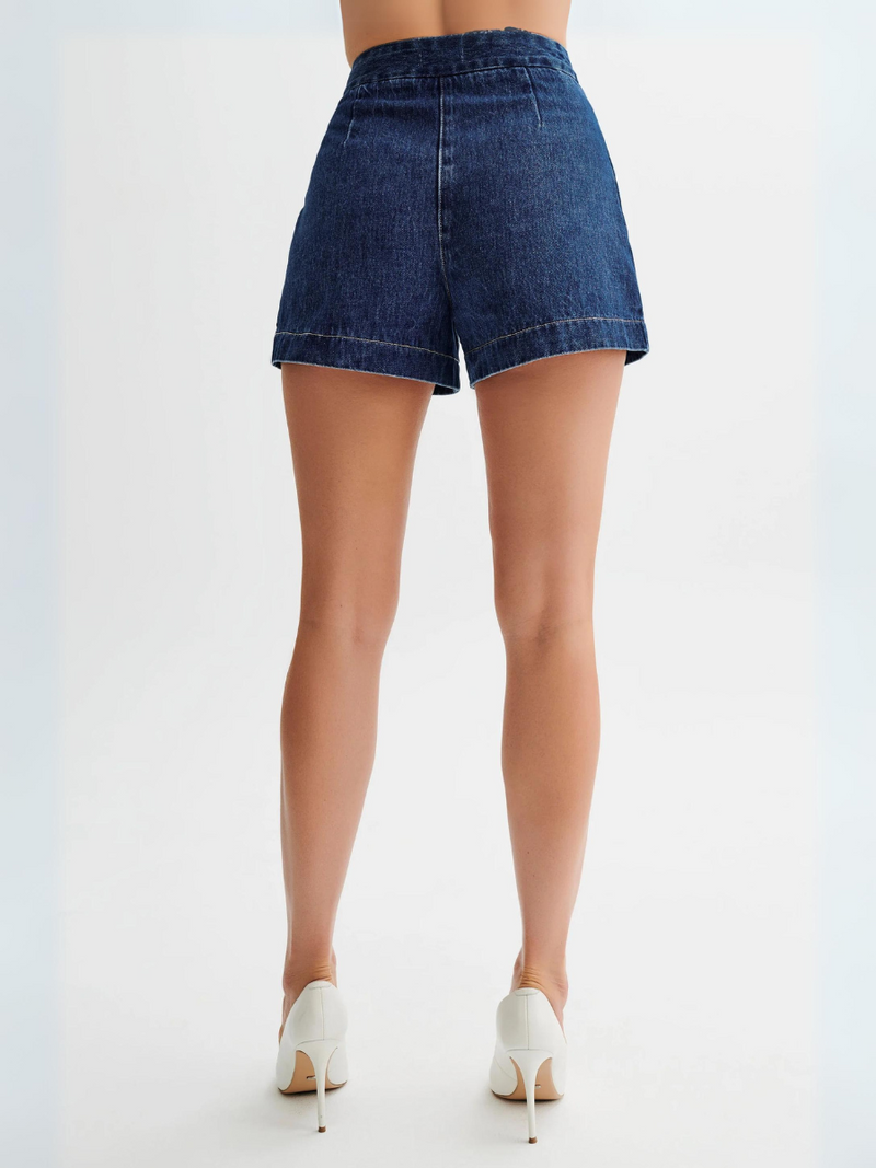 Dallas Button Front Denim Vest Shorts Matching Set