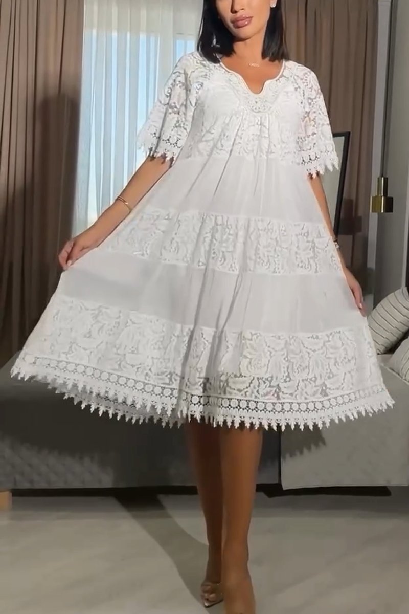 Lace Panel Midi Dress