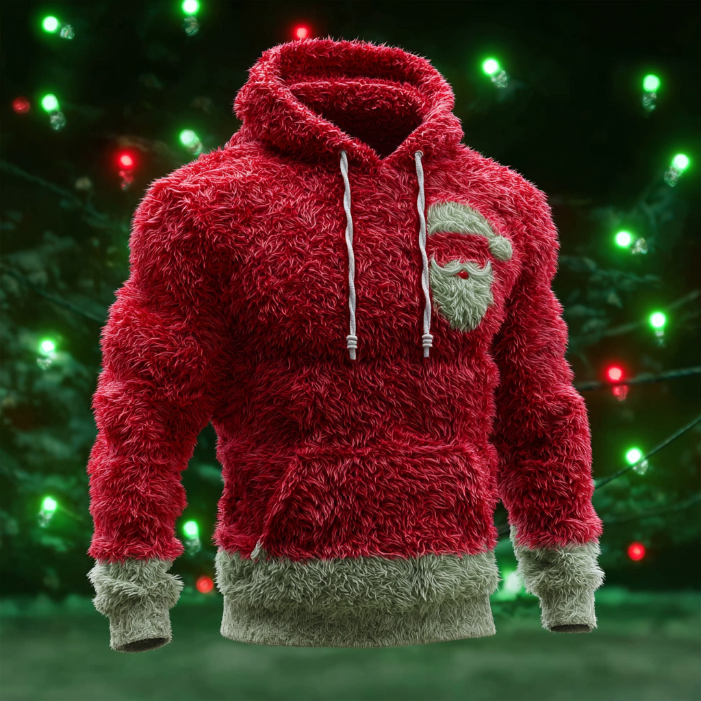 Comstylish Retro Christmas Men's Flannel Hooded Sweatshirt