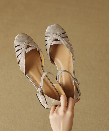 Green Comfy Hollow Out Splicing Buckle Strap Chunky Sandals Ap1004