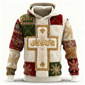Comstylish Men's Christmas Faith Jacquard Plush Warm Hoodie