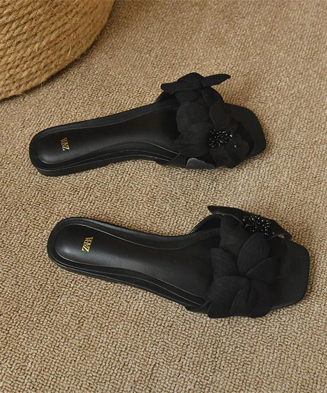 Rose Splicing French Slide Sandals Peep Toe Aa042