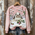 Lovely Bunny In The Snow Cozy Plush Sweatshirt