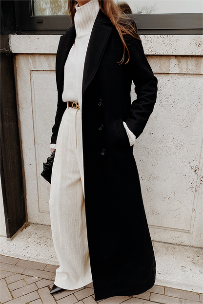 Woolen Long Sleeve Maxi Coat