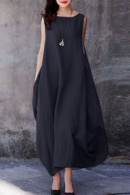 Simplicity Color O Neck Vest Dress Dresses