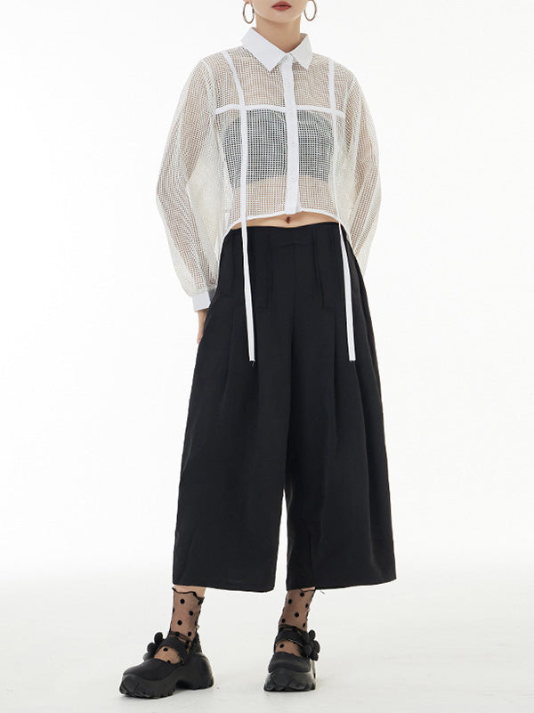 Stylish Long Sleeves Loose Mesh See-through Sun Protection Blouses&shirts Tops