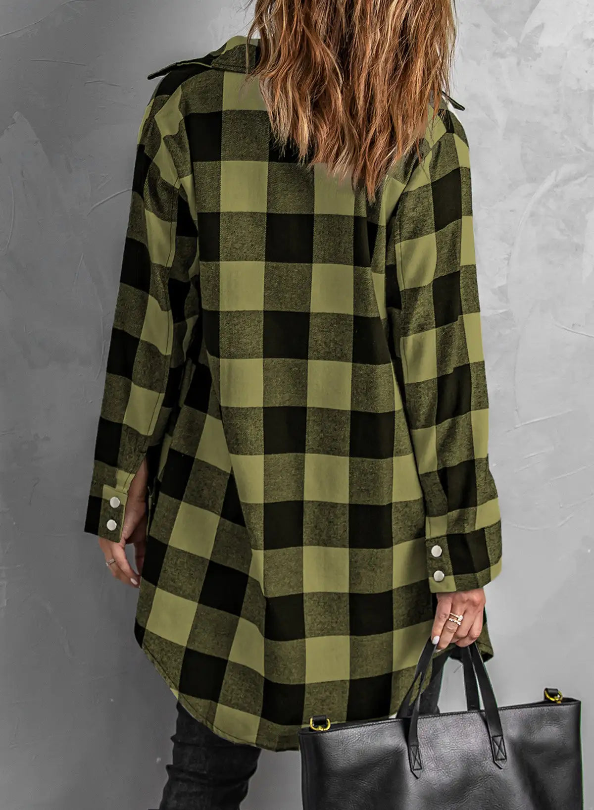 Fresh Green Plaid Shirt Coat