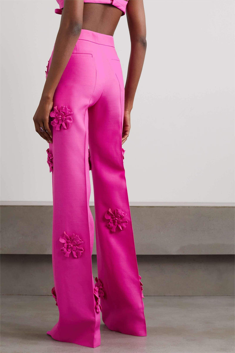 3d Flower High Waist Pants