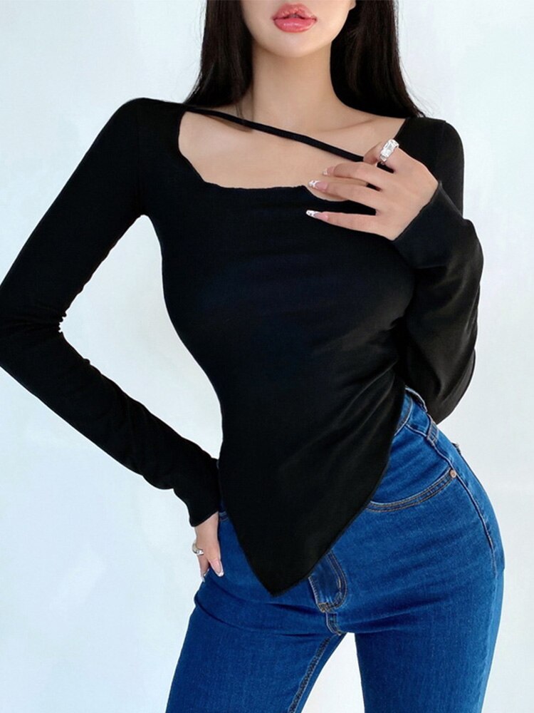 Body Desire Style T Shirt Design Slim Irregular Thin Top Tees Hot Korean Tops Ool Girl