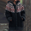 Women's Tribal Color Block Geometric Icelandic Art Cozy Sweater elevenforest