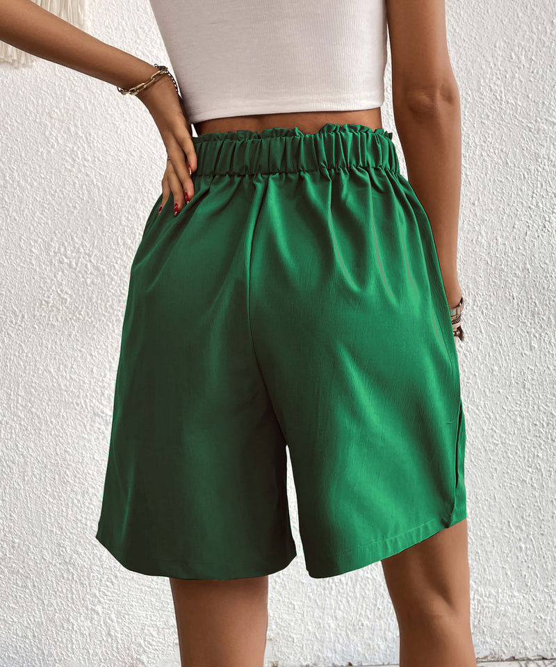 Eden Pocketed High Waist Shorts - Green