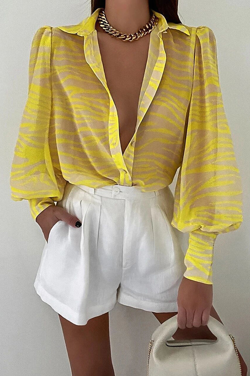 Patchwork Turndown Collar Tops