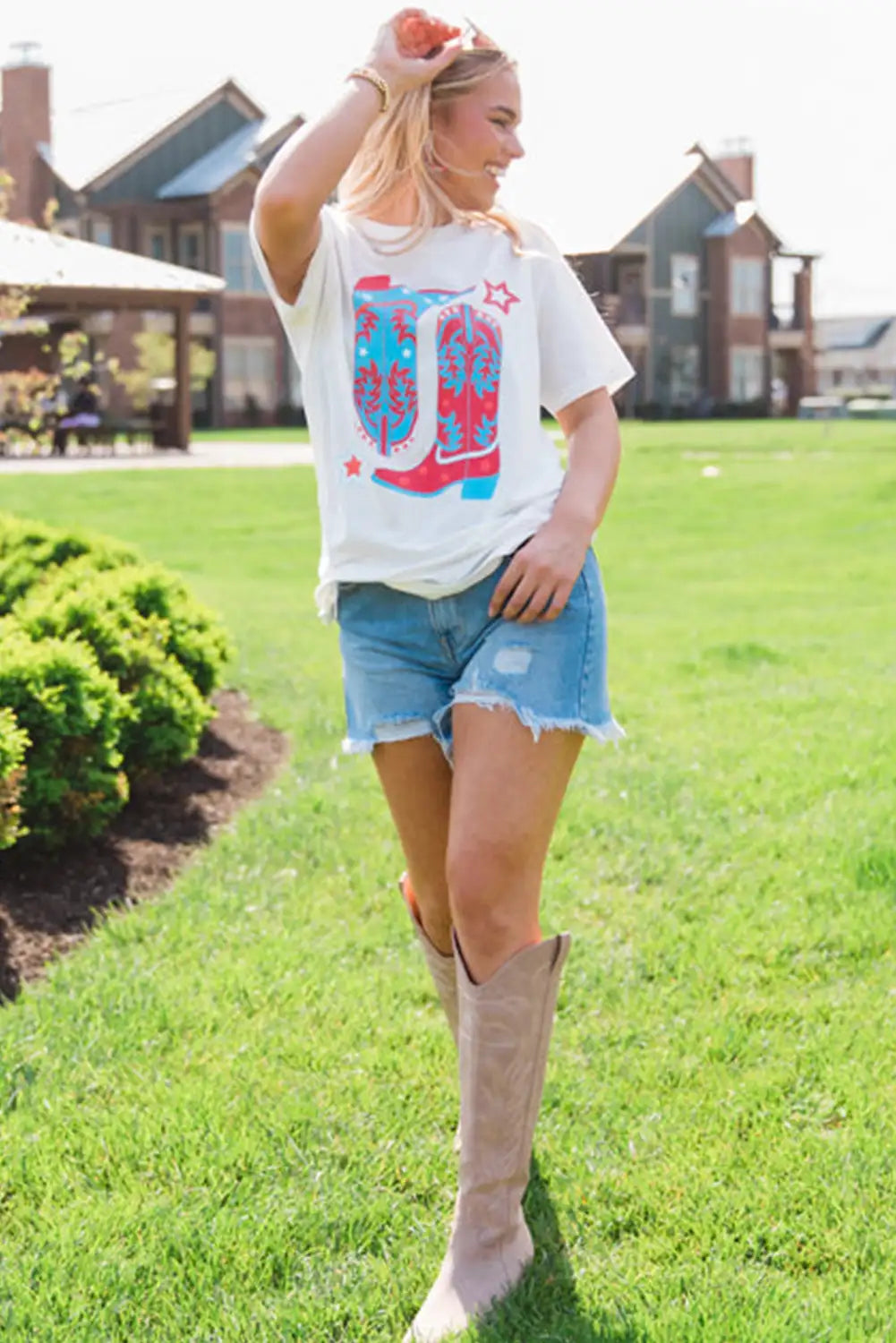 White Cowboy Boots Graphic Tee