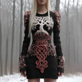 Women's Viking Celtic Knot Tree Of Life Artistic Chunky Knit Mini Skirt artswardrobe