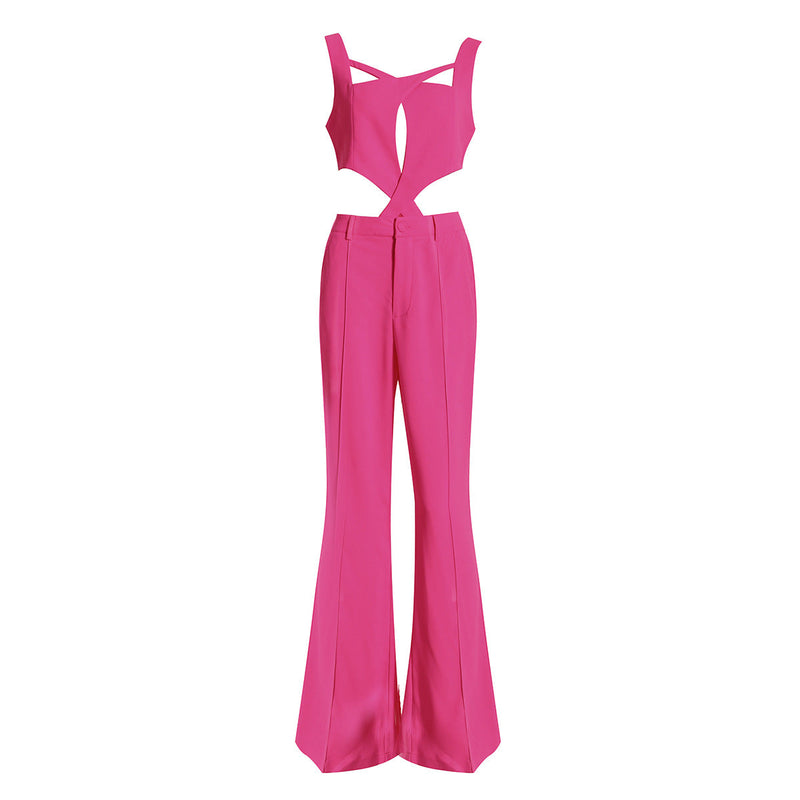 Niche Design Socialite Set: Spring Autumn Sneaky Suit Bell Bottom Pants 3-piece Set