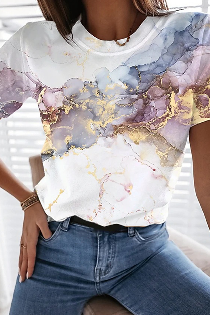 Street Print Basic O Neck T-shirts