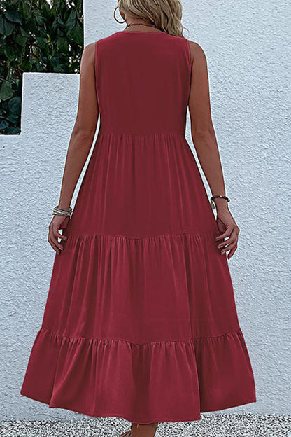 Simplicity Flounce V Neck Vest Dress Dresses