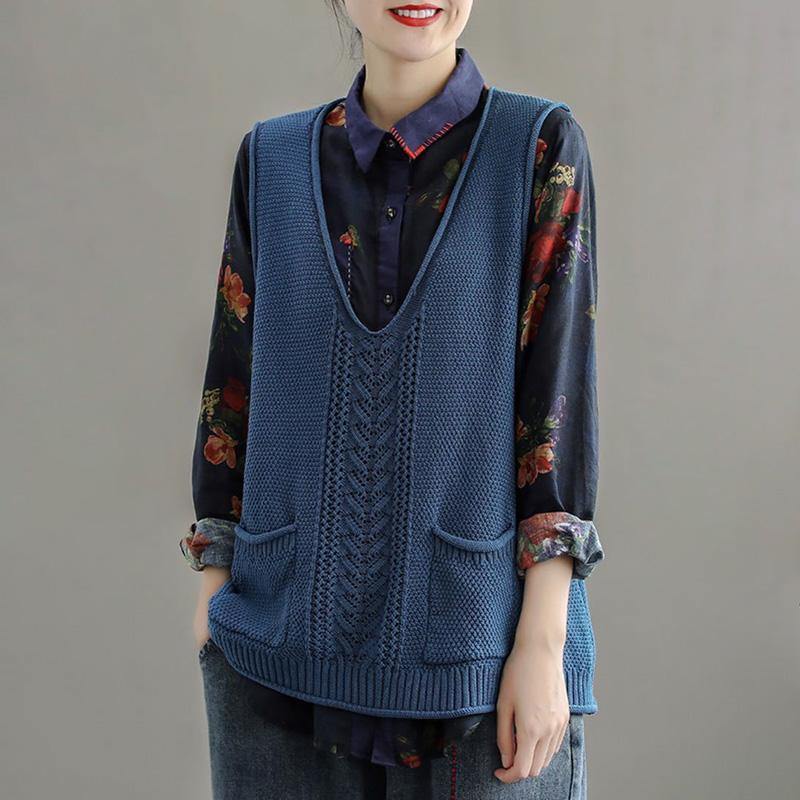 New Pocket Knitted Hollow Vest