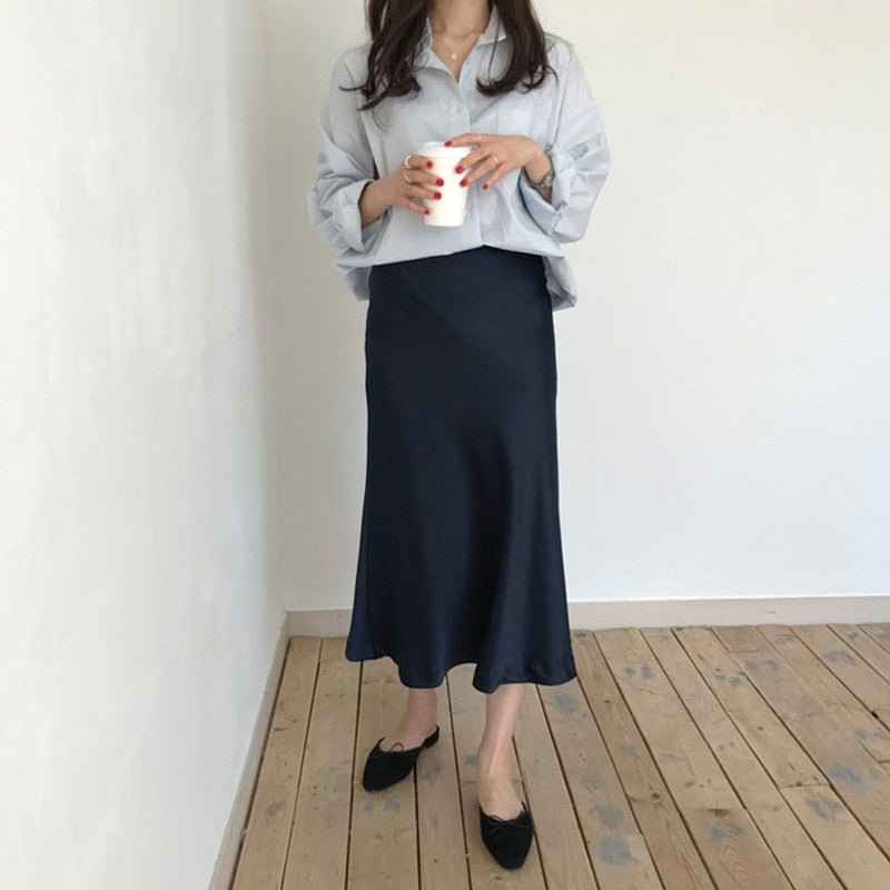 Satin Midi Skirt