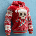 Comstylish Fun Christmas Skull Men's Flannel Hoodie