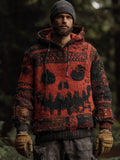 Men's Vintage Viking Halloween Ghost Face Embroidered Hoodie elevenforest