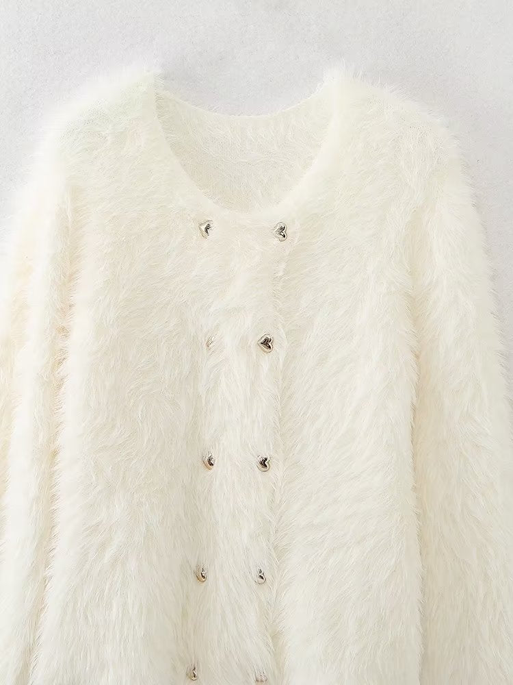 Gentle Mink Fur Sweater Coat: ’s Winter Knit Cardigan