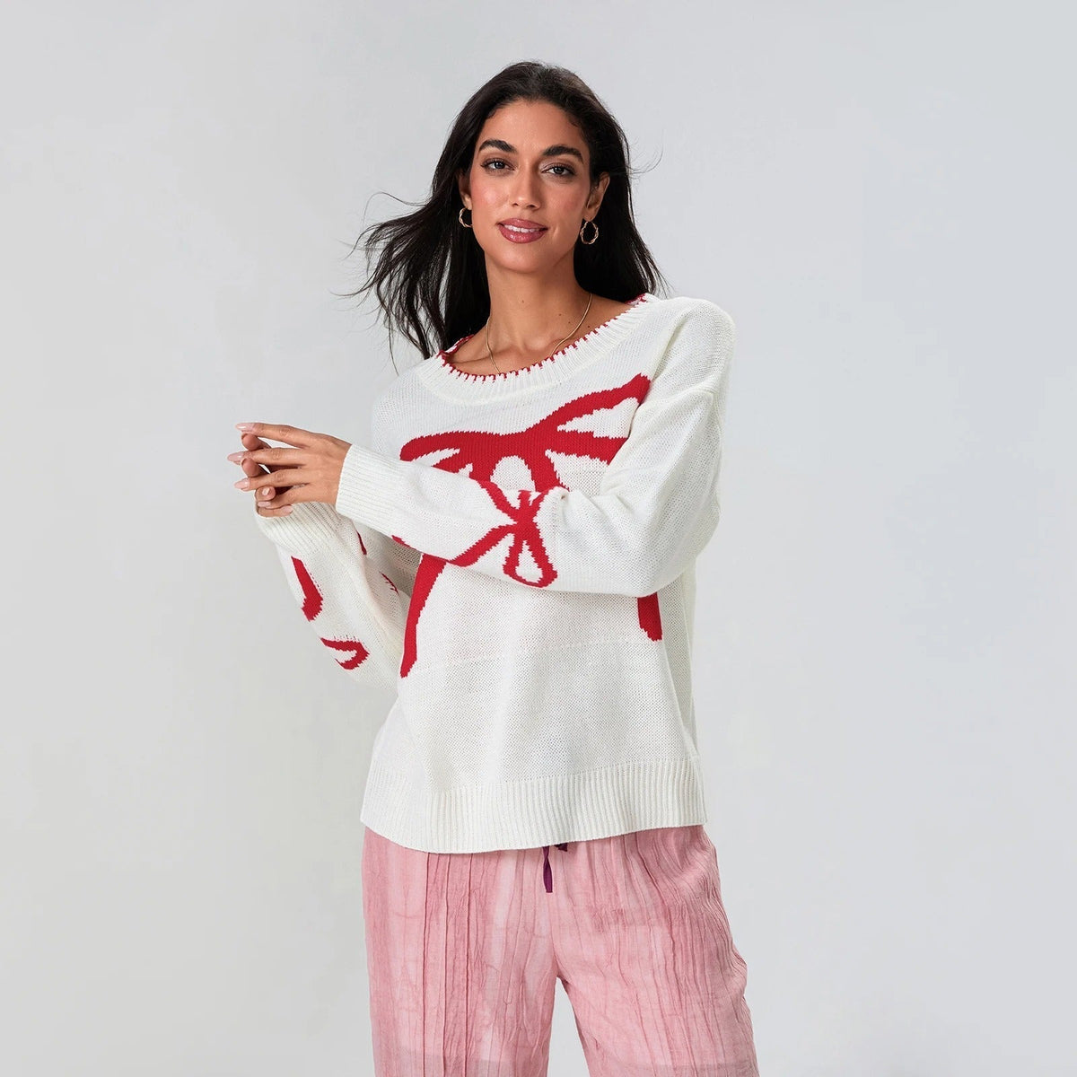 JO | MW - Festive knitted sweater with bow design