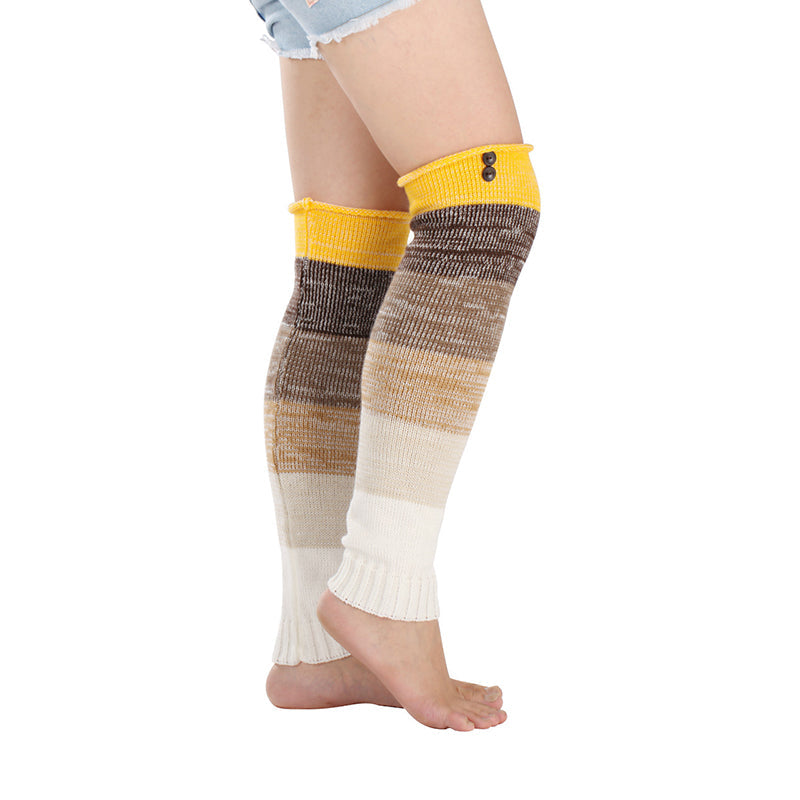 Soft Warm Retro Rainbow Contrasting Knee Protectors Socks elevenforest
