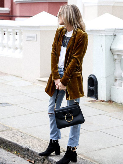 New Color Suit Cardigan Mid-length Jacket