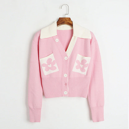 Pink Knitted Cardigan: Age-defying V-neck Top for Early Autumn