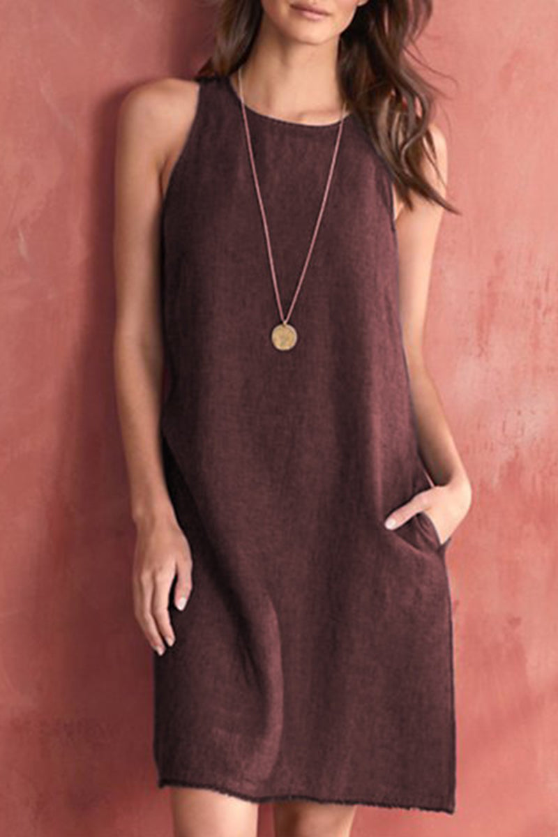 Basis O Neck Vest Dress Dresses(5 Colors)