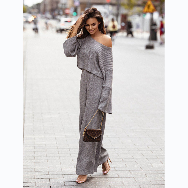 Street Autumn Winter Waffle Long Sleeve Pants Set – Urban Outfit for Cold Weather