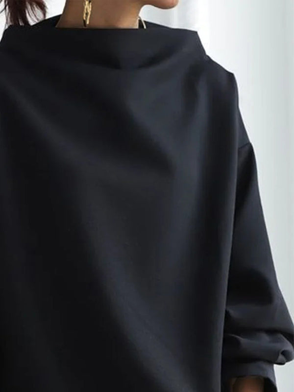 Color High-neck Long Sleeves T-shirt